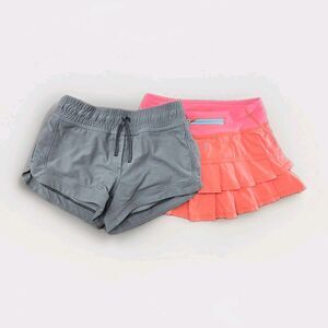Lot Of 2 Ivivva Girls Athletic Gray Shorts & Coral Tennis Skirt Girls 7